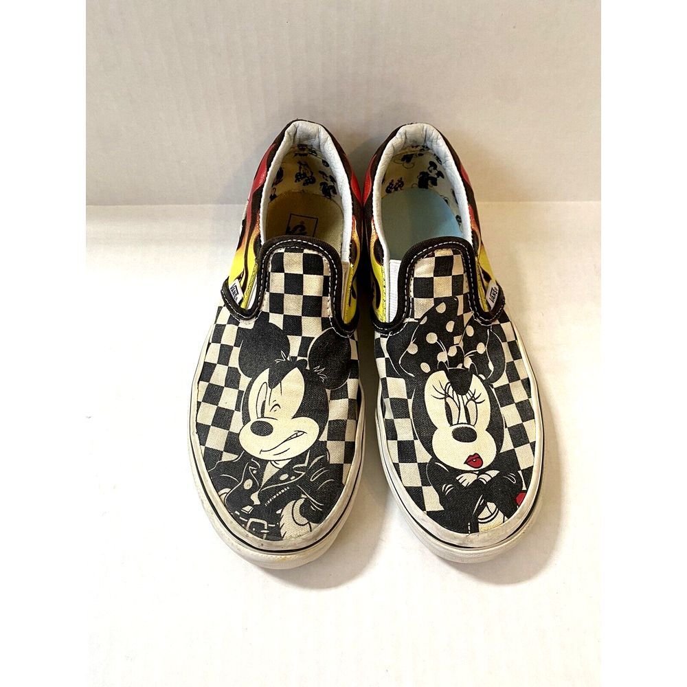 Vans X Disney Classic SlipOn‎ Mickey & Minnie Checker Flame Sneaker Y 3.0 Kids